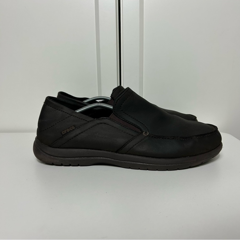 Crocs Santa Cruz Men's Black Slip-On Shoes black upper brown sole